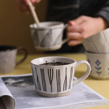 Старинная глиняная грубая керамическая кружка кофейная чашка керамическая чашка простая офисная чайная чашка для обжига в печи чашка для кипящей воды