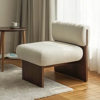 Диваны для гостиной в стиле ретро в общежитии; Японский Домашний одноместный диван-кресло из массива дерева; Кремовый стиль; Домашние ленивые стулья для квартиры