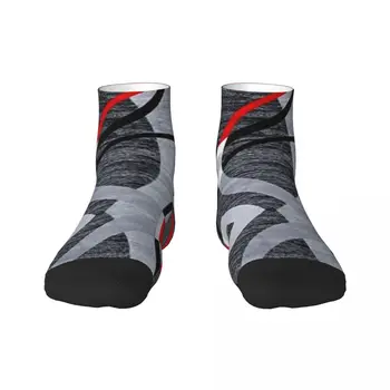 Милые современные абстрактные серо-красные носки с завитками, женские мужские теплые баскетбольные спортивные носки с 3D-печатью и геометрическим рисунком