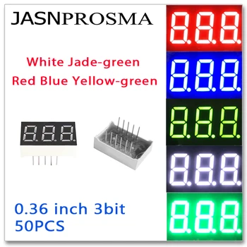 JASNPROSMA 50ШТ 0,36 дюймовая 3-разрядная трубка красный синий белый нефритовый желтый зеленый Общий Катод Анод Светодиодный Дисплей 0,36 дюйма три