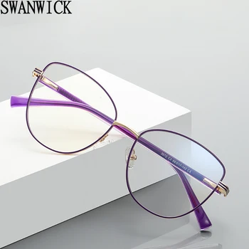 Swanwick anti blue light blocking glasses женские металлические очки для кошачьего глаза в оправе оптический металл зеленый розовый горячее продаваемое украшение