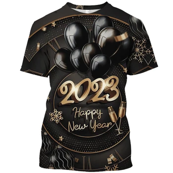 Мужская новогодняя футболка, Топ Унисекс, Летняя Повседневная Уличная одежда Harajuku 6XL Оверсайз с короткими рукавами, Новинка 2023 года
