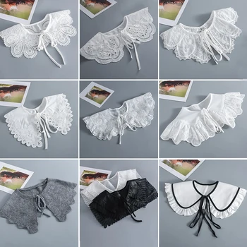 65 стилей, милые поддельные воротнички для женщин, съемный воротник с цветочной вышивкой, накладной воротник из полиэстера, аксессуар для одежды