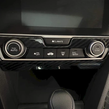 Отделка панели центральной консоли Аксессуары для внутренней отделки в стиле ABS из углеродного волокна для Honda Civic 10-го поколения 2016-2020