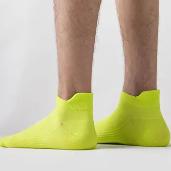 Носки флуоресцентного цвета, мужские спортивные дышащие чулочно-носочные изделия Удобной формы, антифрикционные мужские хлопчатобумажные носки на лодыжках