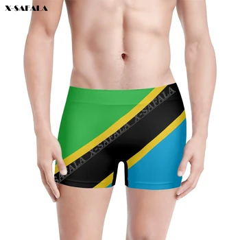 3D-печать флага Танзании, Дышащее мужское нижнее белье, шорты, бесшовные брюки, высокоэластичные купальники, пляжные трусы для плавания