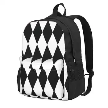 Ткань Черного и белого цветов, модные сумки для рюкзаков, модные сумки для цирка с клоуном, Карнавальный узор, 15 различных Халекинов, черный и белый
