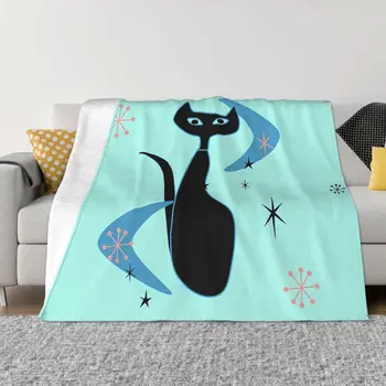 Одеяло Atomic Cat в старом стиле, фланелевое, весна-осень, середина века, котенок Бумеранг, теплые накидки для зимнего постельного белья