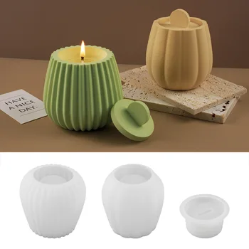 Силиконовая форма для свечей в полоску, Креативные формы для ваз из гипса и бетона ручной работы, коробка для хранения ювелирных изделий, Форма для литья