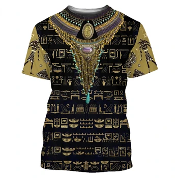 2023 Новая Мужская футболка Egyptian God Eye В Национальном стиле Оверсайз, 3D HD Печать, Ретро Повседневная Высококачественная Футболка С Круглым Вырезом И Короткими Рукавами