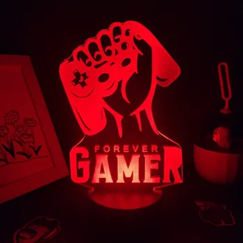 FOREVER GAMER Gamepad 3D Лампы Led RGB Night Lights На День Рождения Крутой Неоновый Подарок Для Друга Кровать Игровая Комната Стол Красочное Украшение