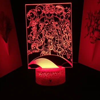 Haikyuu Figure Group Аниме 3D светодиодный ночник Crack White Базовая лампа для подарка ребенку на День рождения Манга Декор спальни Настольная лампа
