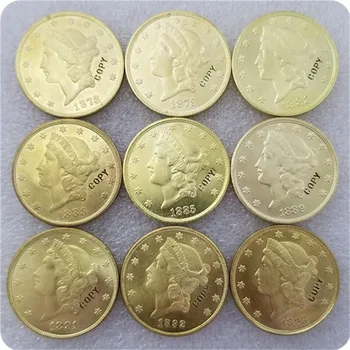 Монеты-КОПИИ Liberty Double Eagle США 1878-1893 ГОДОВ СТОИМОСТЬЮ 20 долларов
