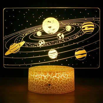 Светодиодный ночник с 7 сменными цветами, солнечная система, 3D оптическая иллюзорная лампа Universe Space Galaxy для детей, Рождественский подарок, домашняя спальня D