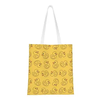 Желтая Резиновая Утка Бакалейная сумка Женская Кавайная Готическая Холщовая сумка для покупок через плечо Сумки большой емкости